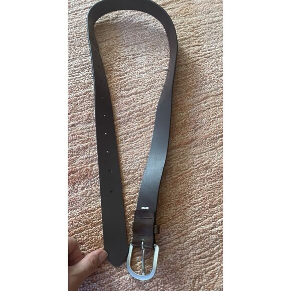 Old Navy Brown Bonded Leather Belt L 42in Metal Buckle Made in Guatemala - Picture 5 of 6